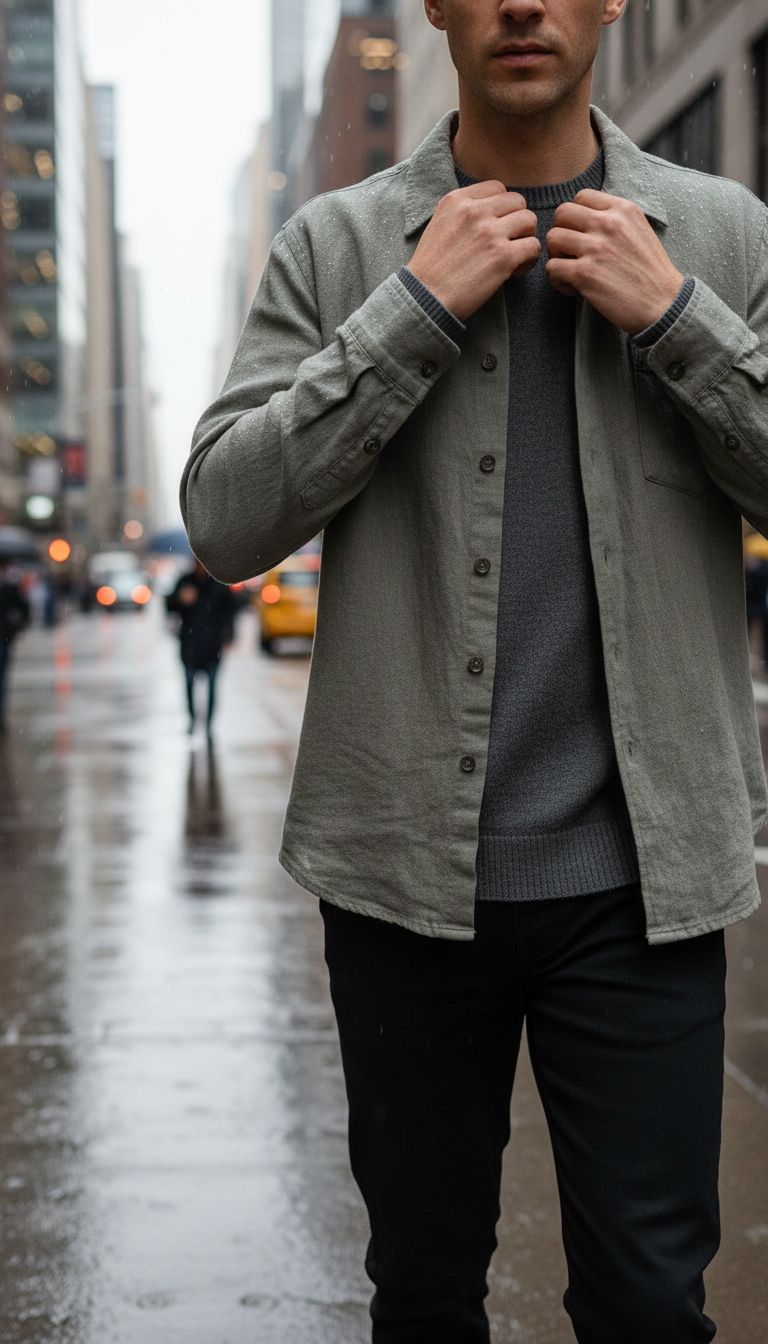 Moss grey linen overshirt