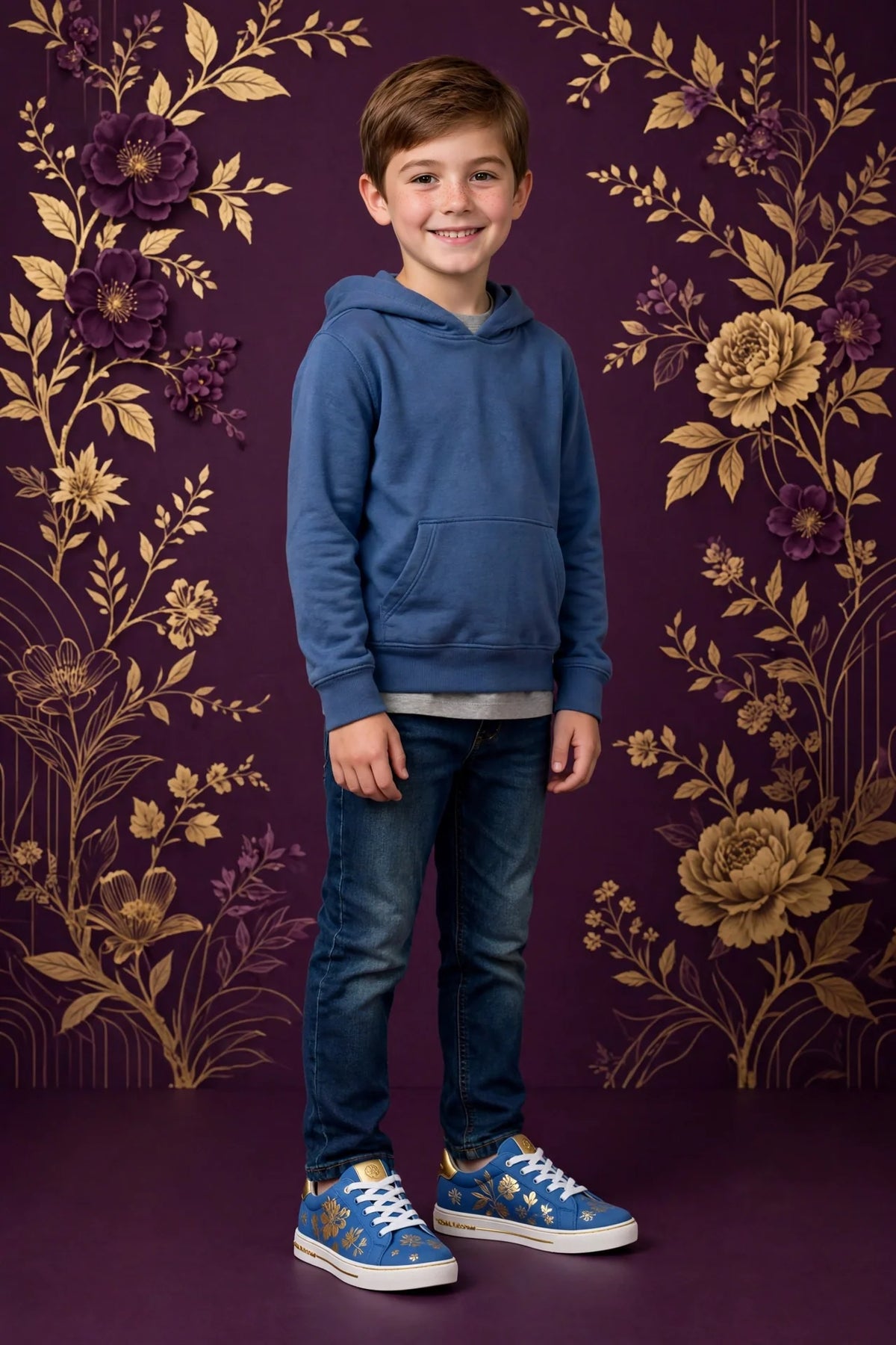 Boy wearing Blue Boys Casual Sneakers