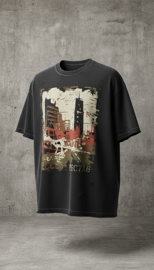Street Black heavyweight distressed tee
