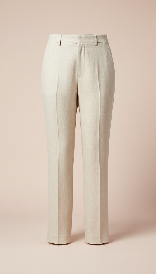 Cream veil tailored linen trousers
