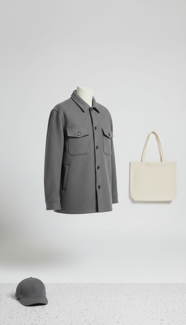Minimalist Wool Blend Overshirt