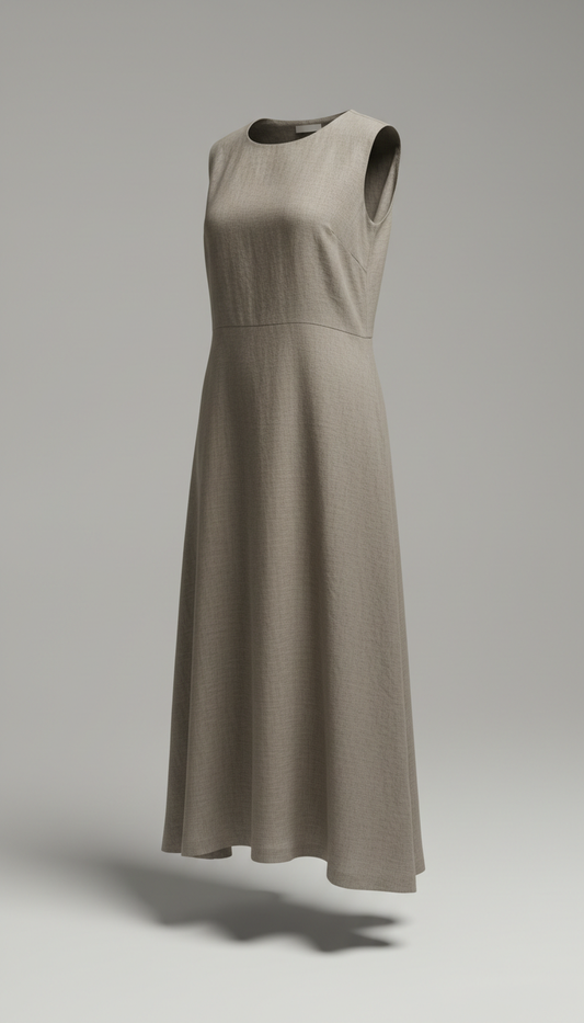 Warm Grey Linen Dress
