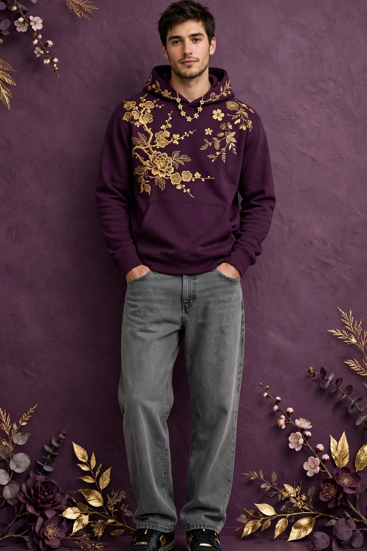 Man wearing Grey Men's Relaxed Street Denim Jeans