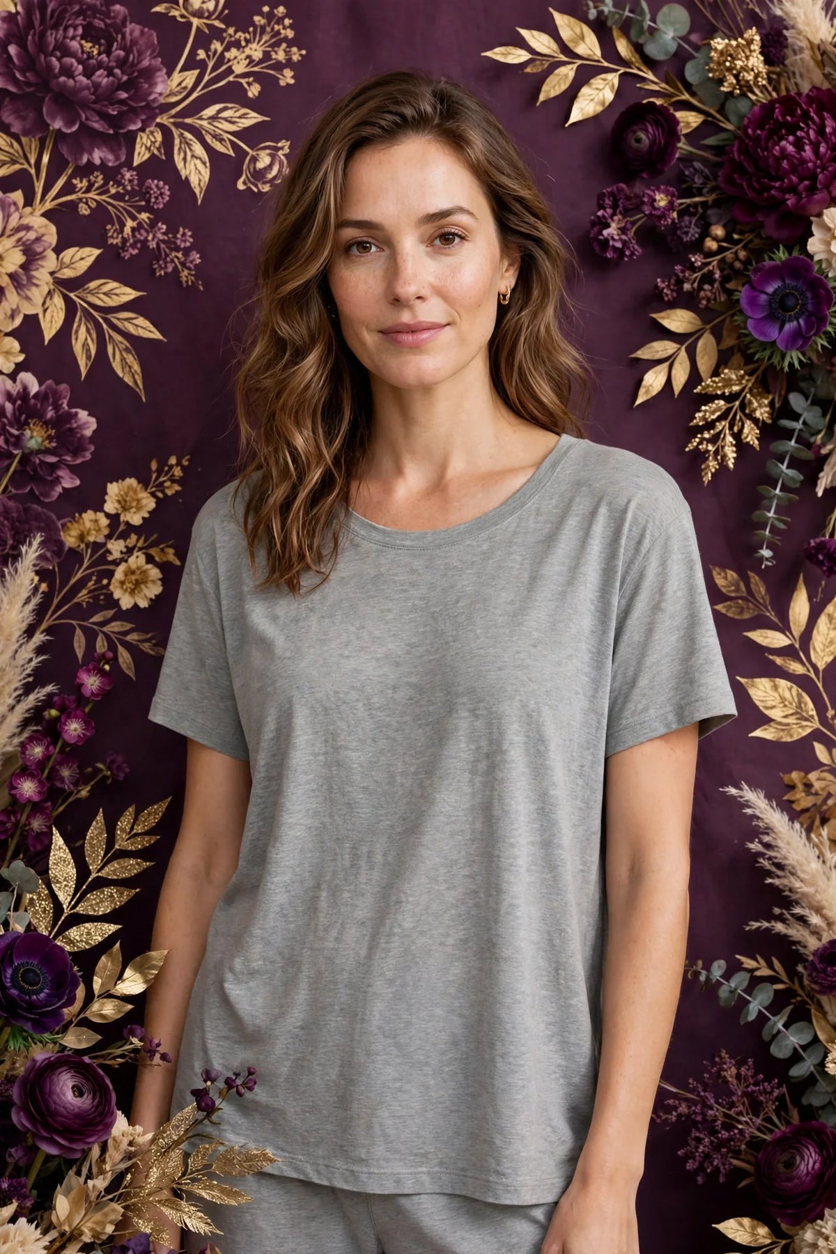 Person wearing Grey Relaxed Everyday Jersey Top