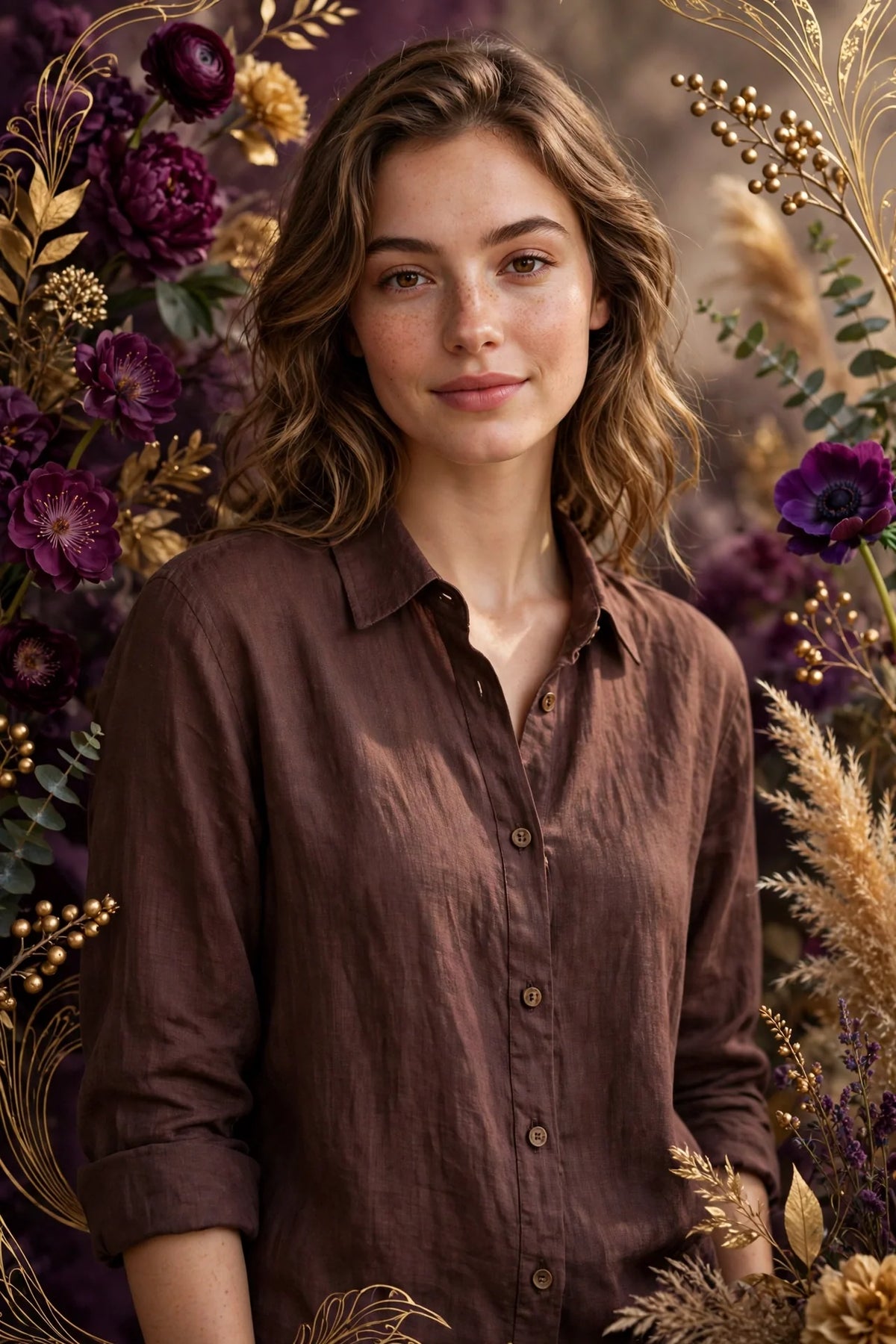 Person wearing Brown Plum Linen Shirt