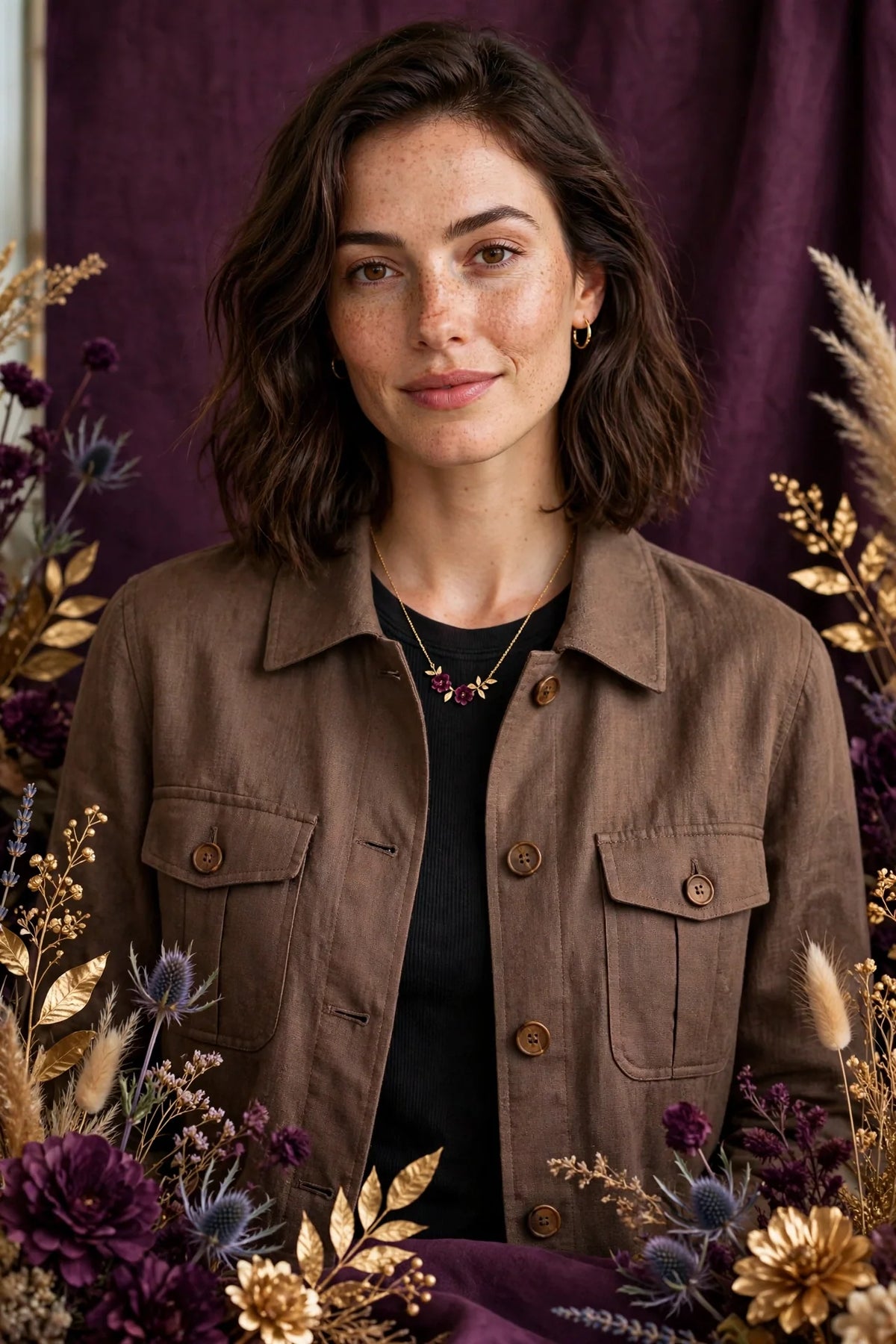 Person wearing Brown Linen Blend Jacket