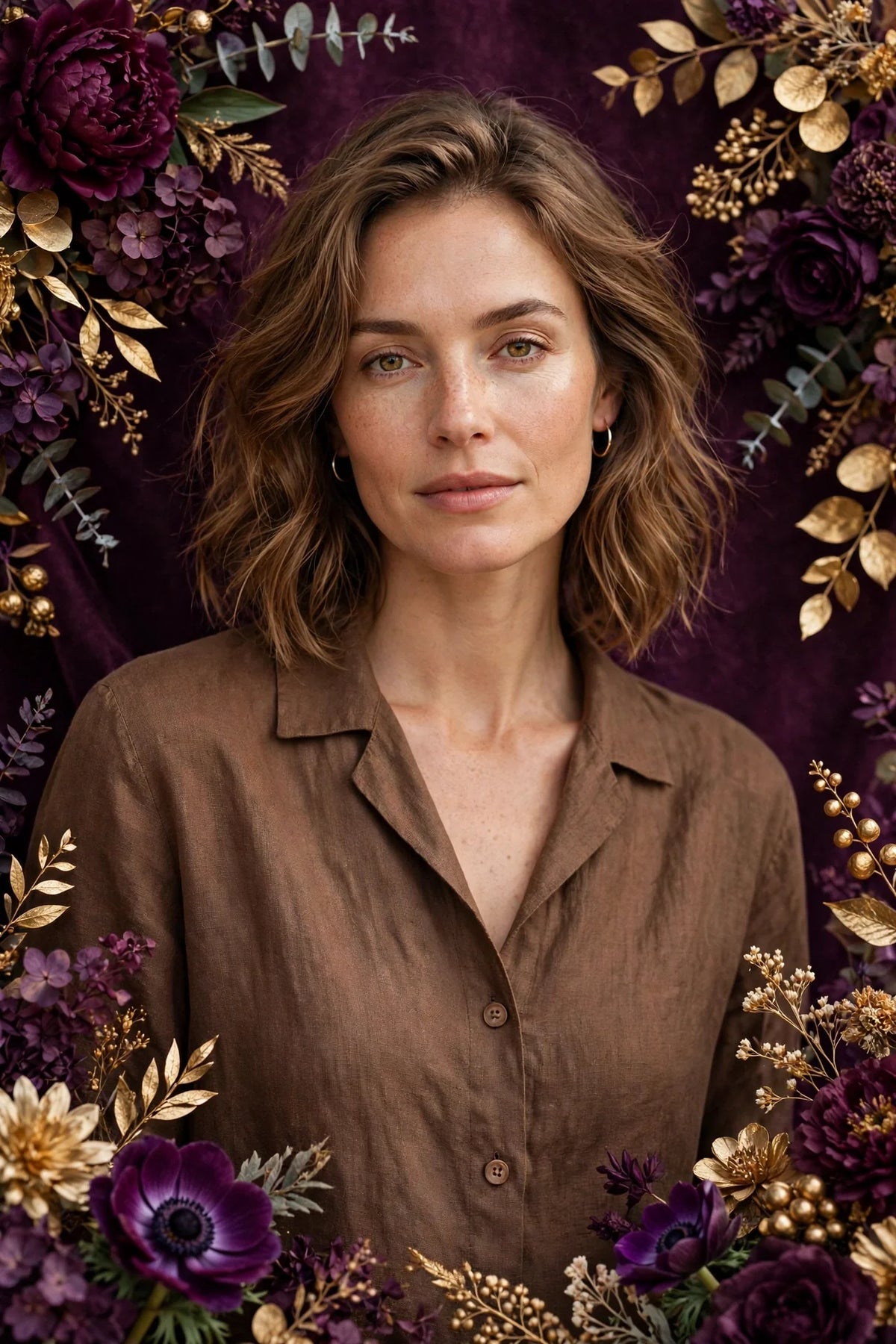 Person wearing Brown Linen Top