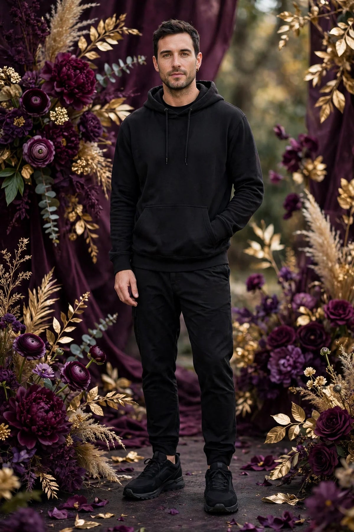 Man wearing Black Men's Street Sneakers
