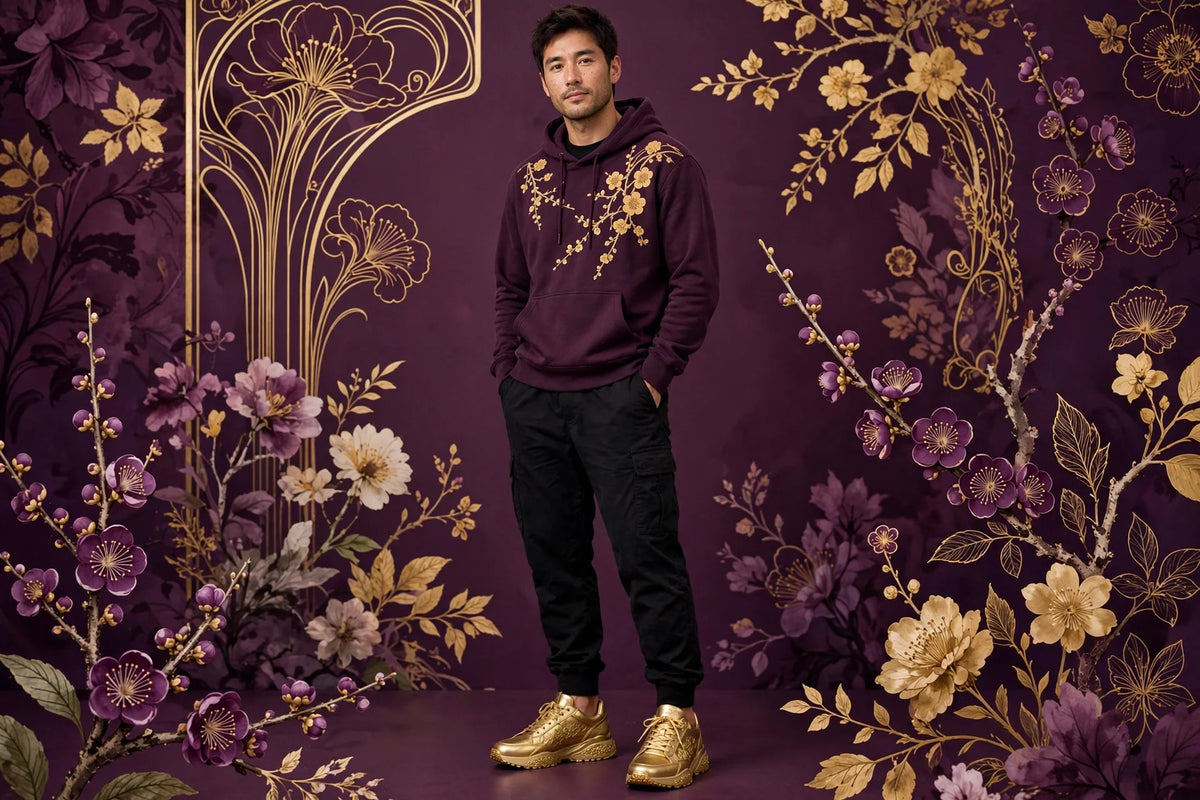 Man wearing Gold Men's Street Sneakers