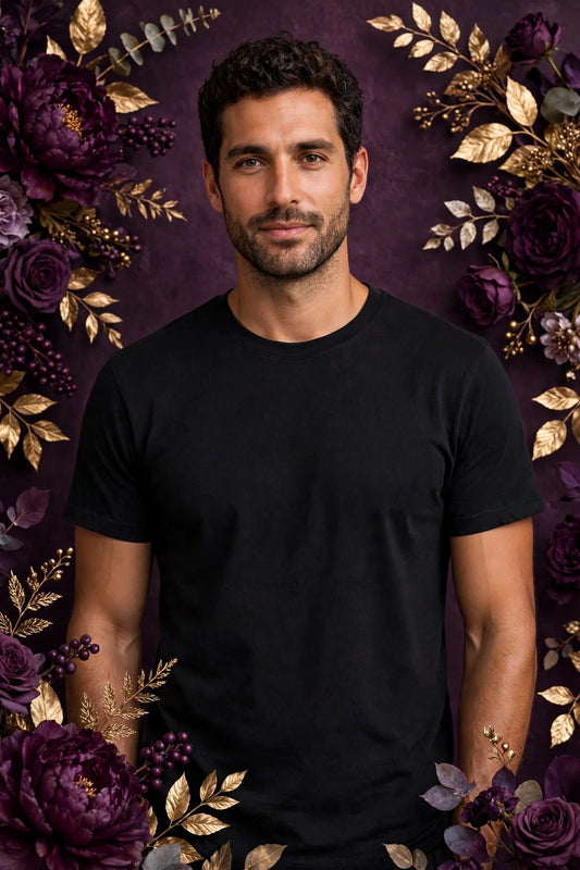 Man wearing Black Mens Bamboo Organic Cotton T-Shirt
