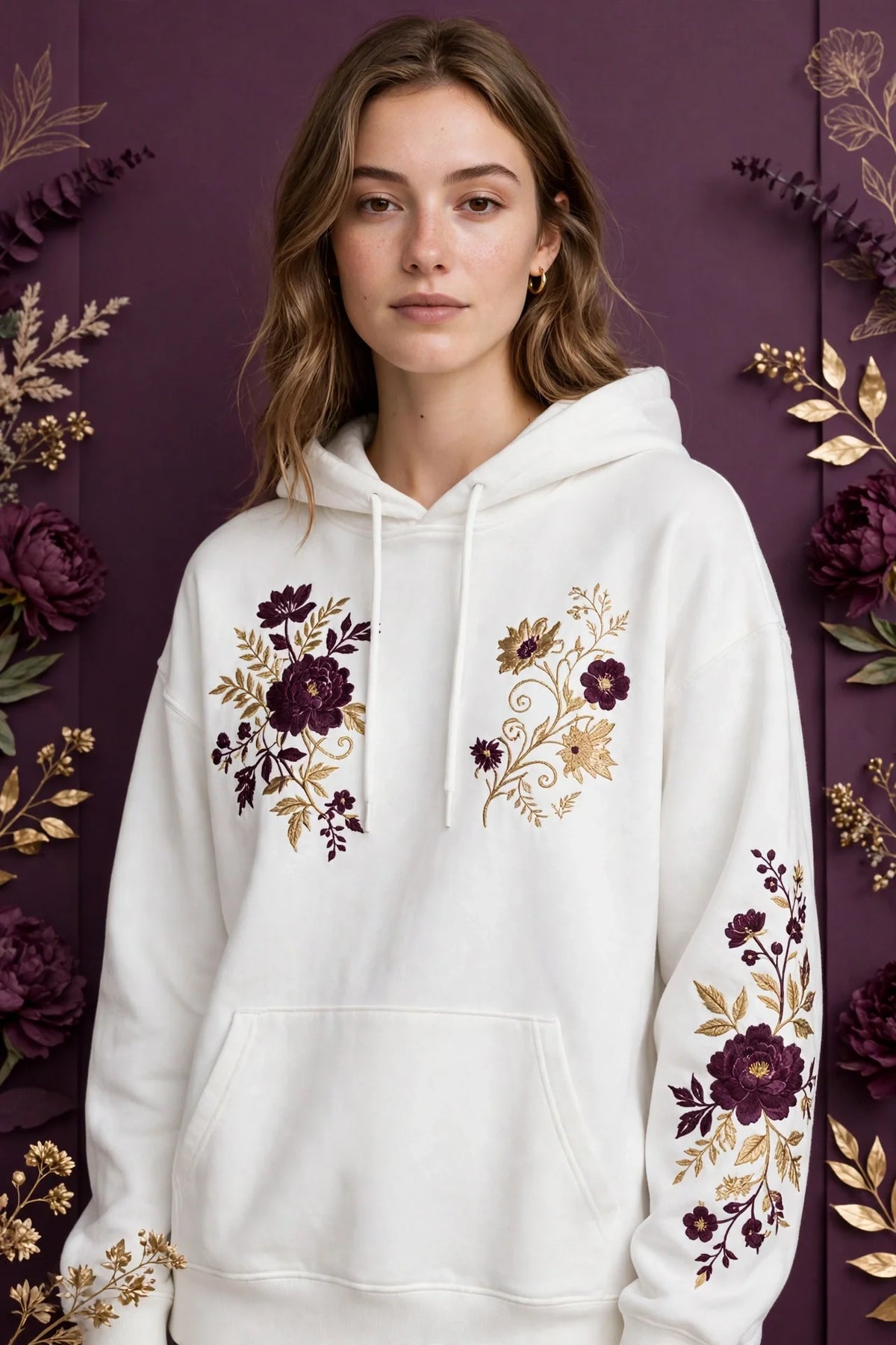 Woman wearing White Women's Oversized Street Hoodie
