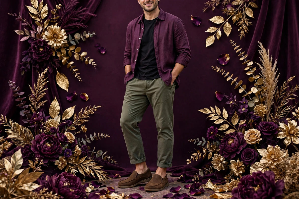 Man wearing Brown Men's Casual Slip-On Shoes