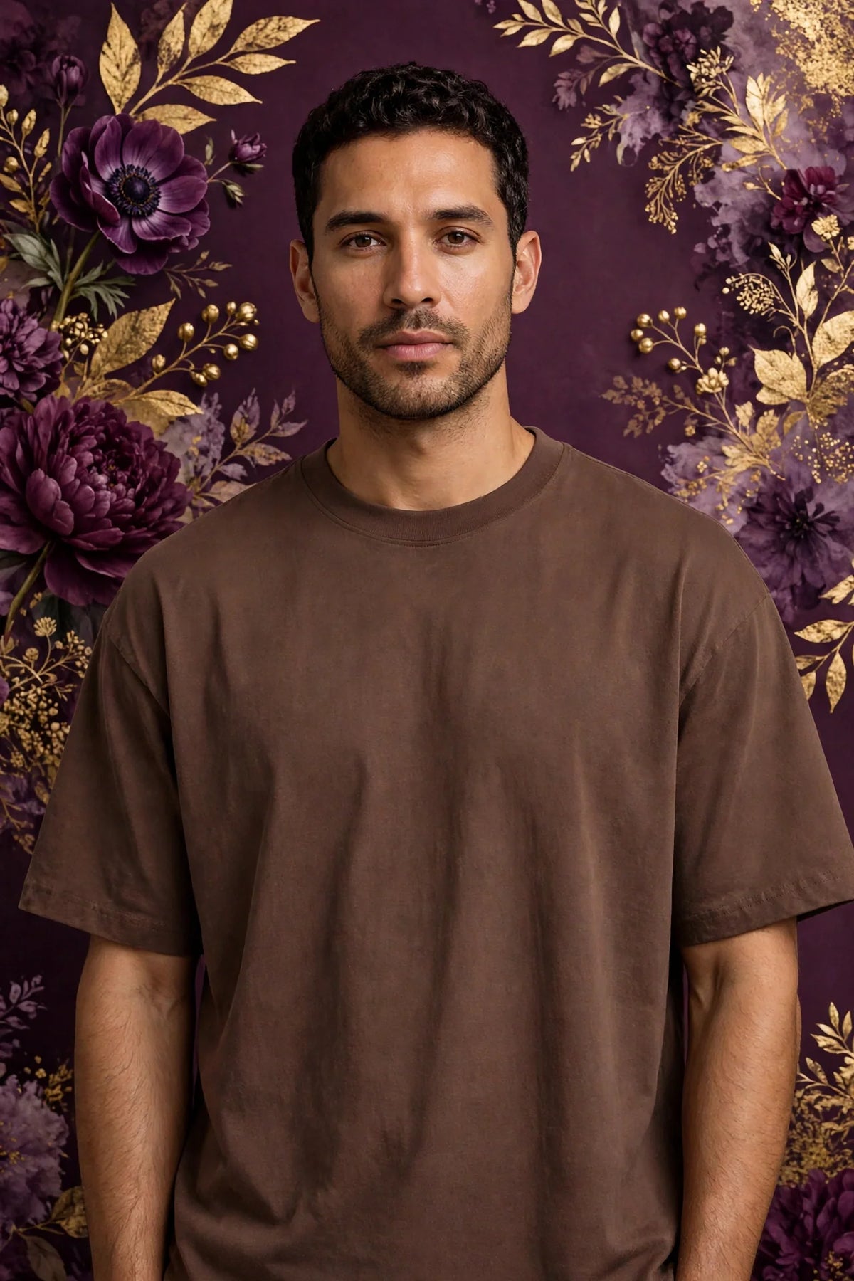 Man wearing Brown Men's Street Oversized Tee