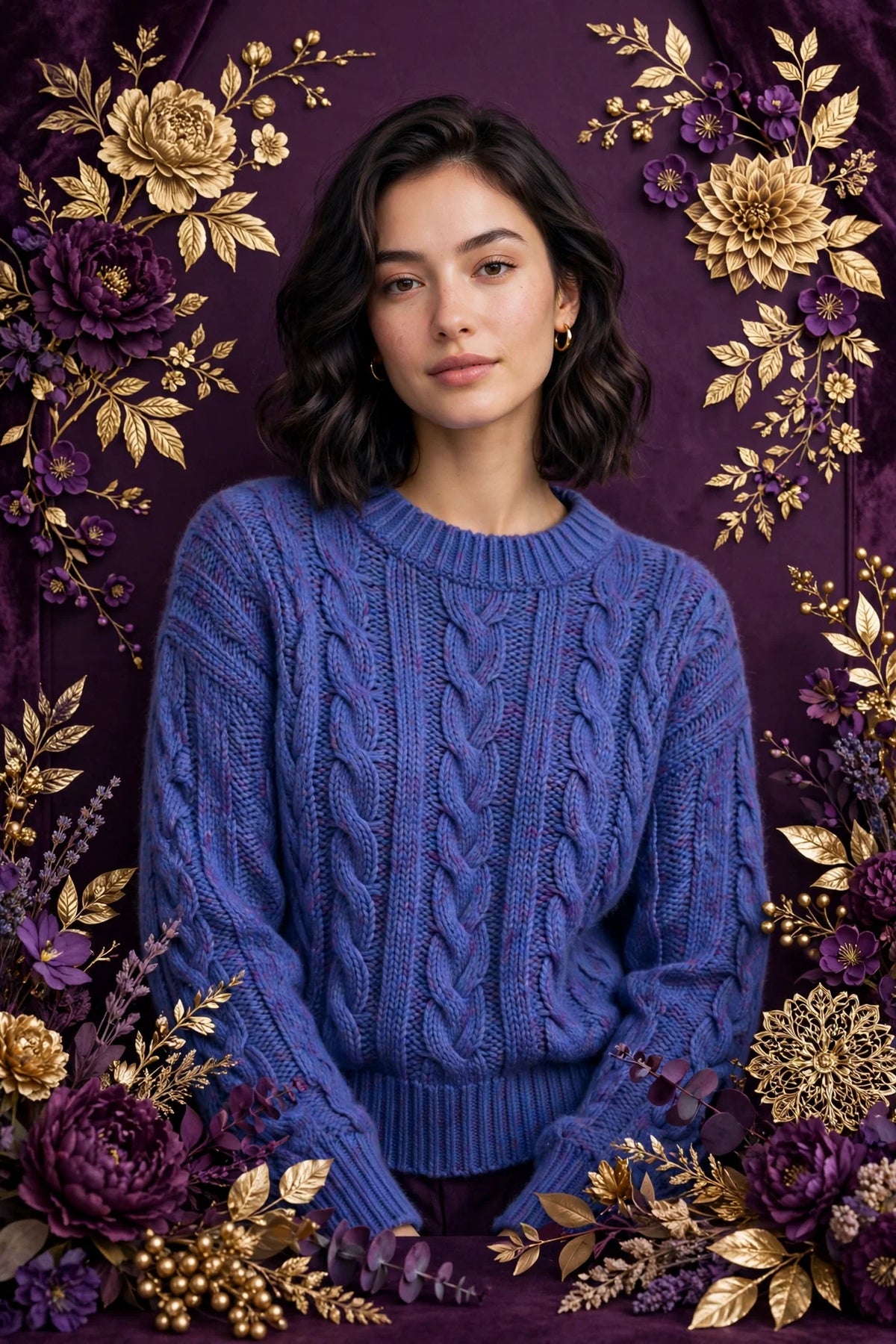 Person wearing Blue Violet Knit Sweater