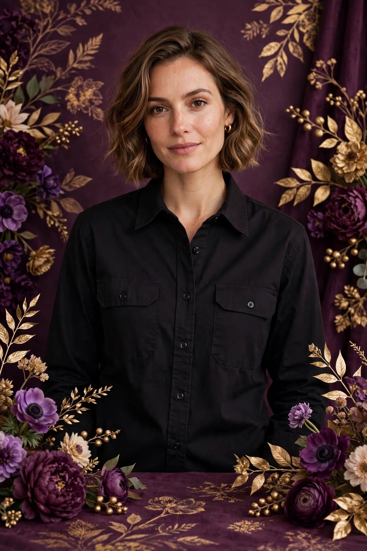 Person wearing Black Everyday Workwear Button Shirt