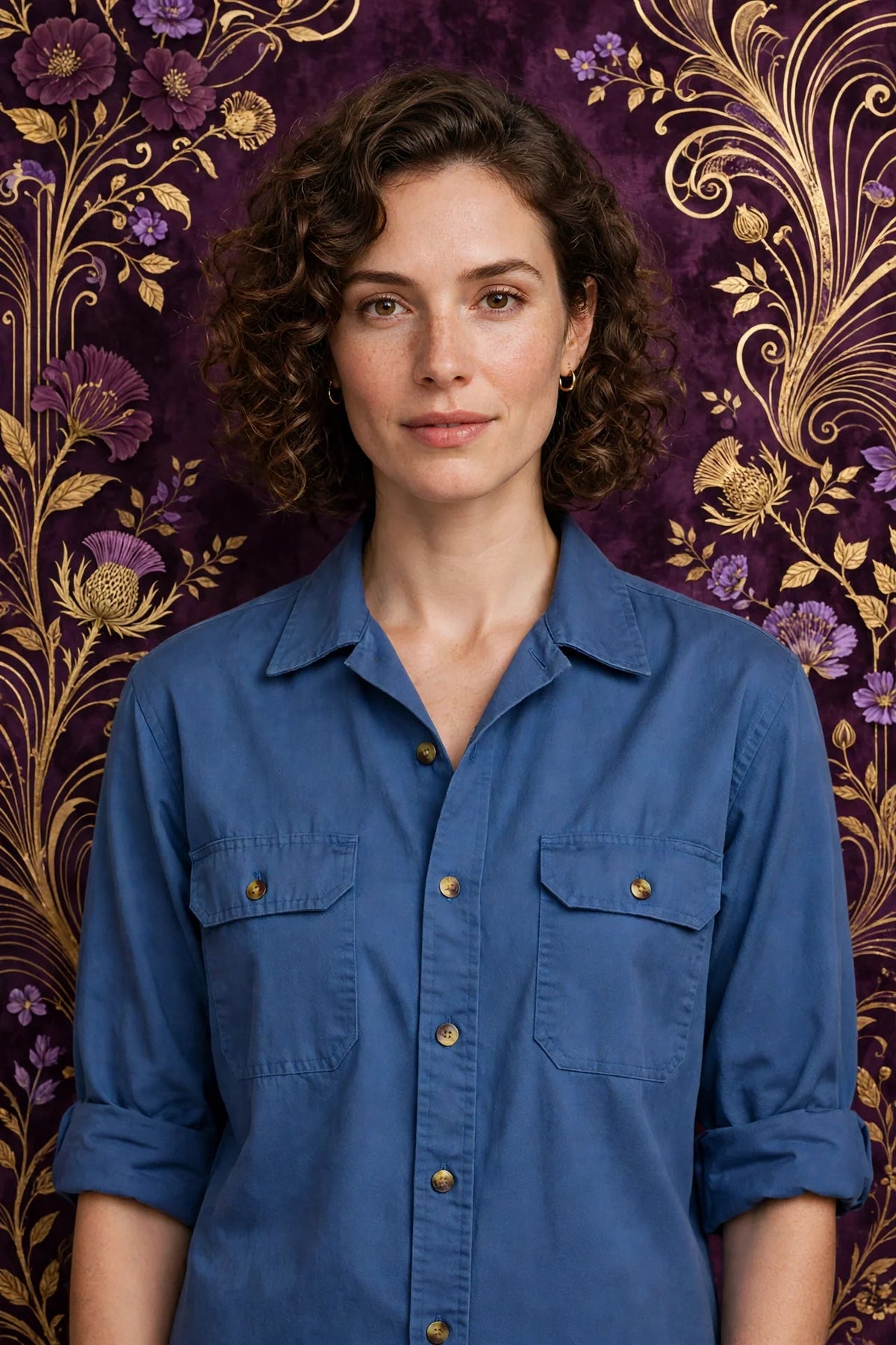 Person wearing Blue Everyday Workwear Button Shirt