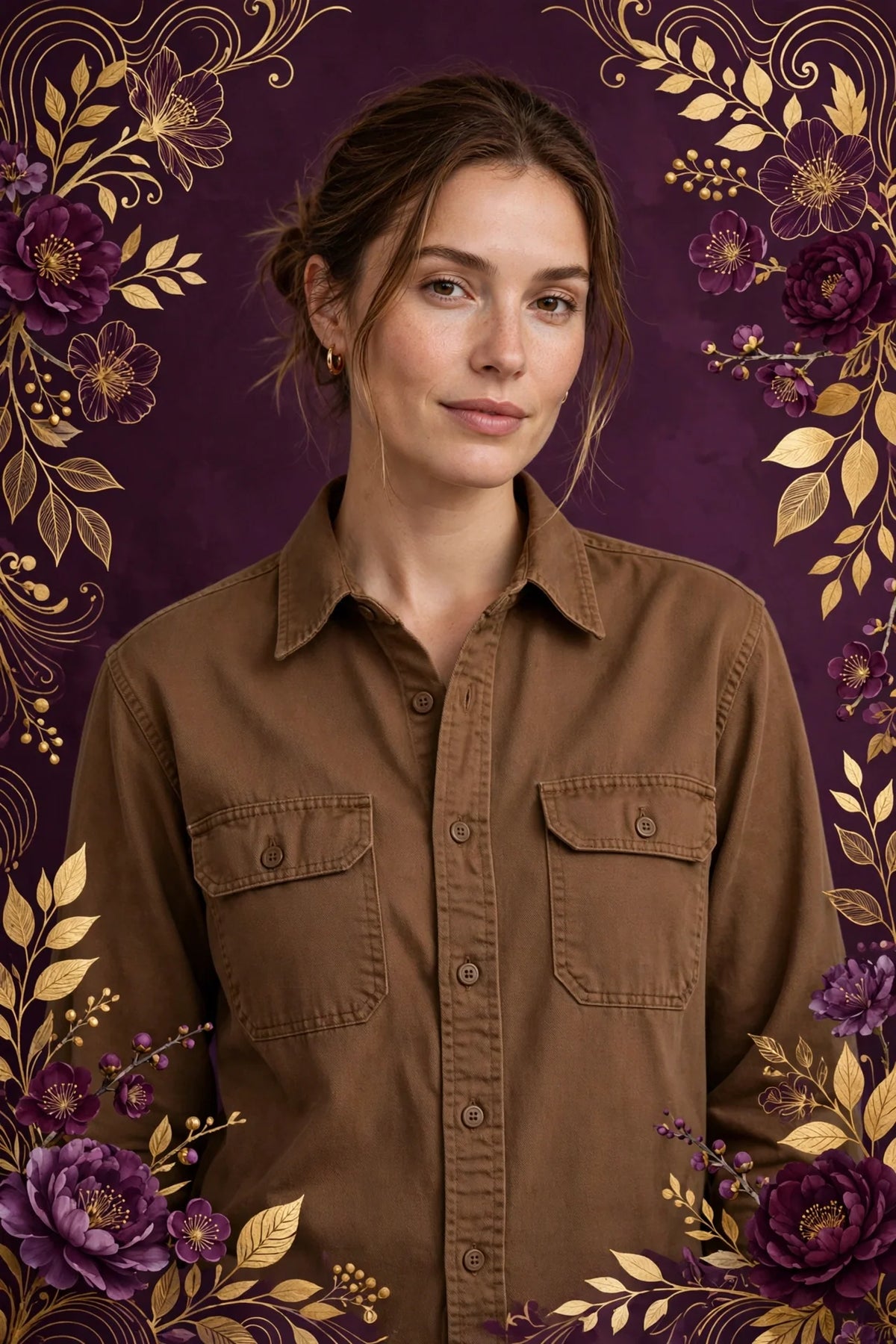 Person wearing Brown Everyday Workwear Button Shirt