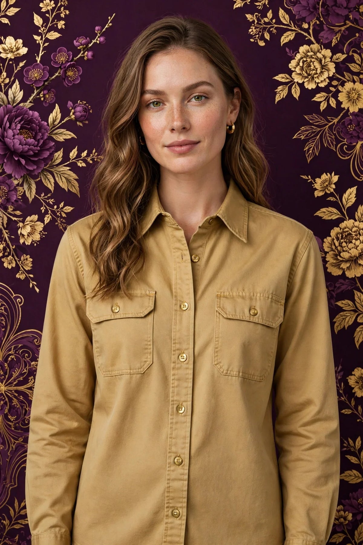 Person wearing Gold Everyday Workwear Button Shirt