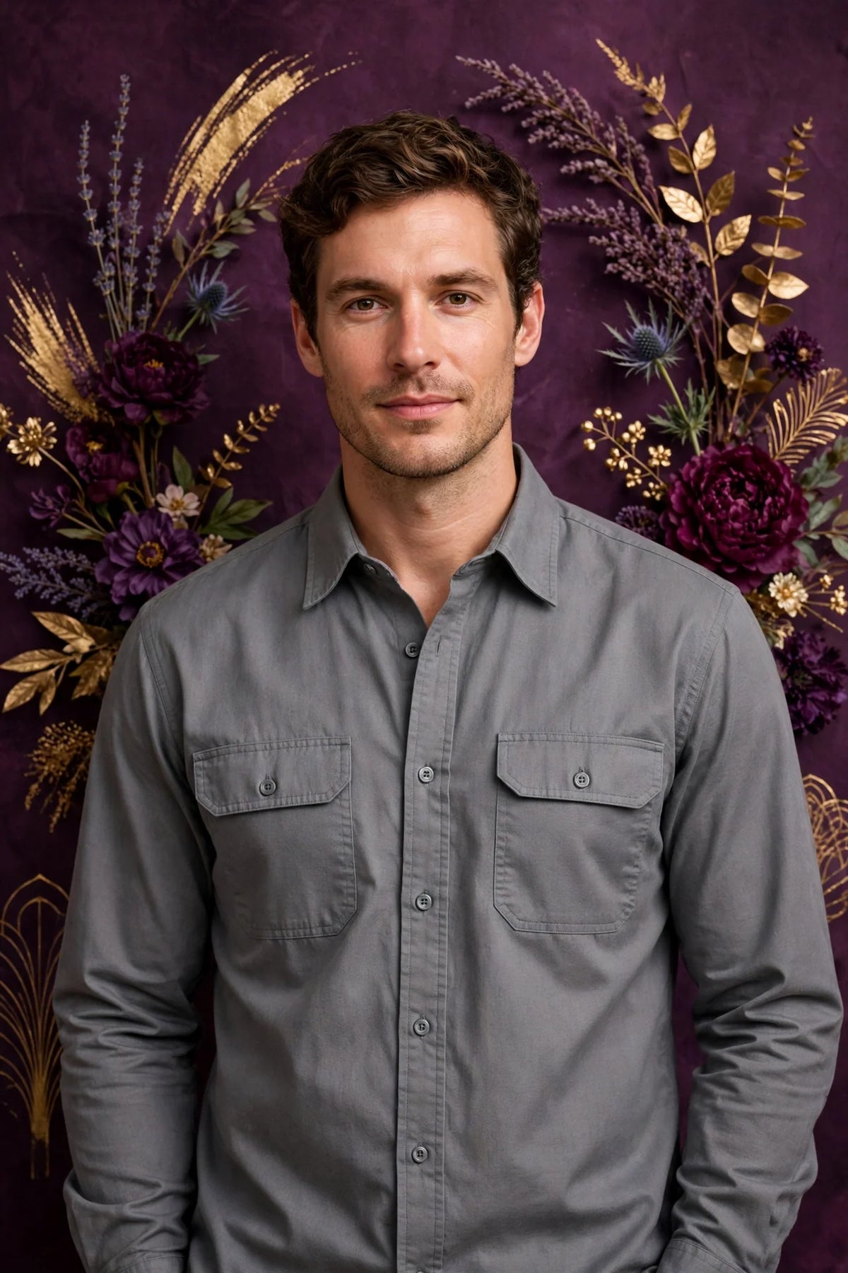 Person wearing Grey Everyday Workwear Button Shirt