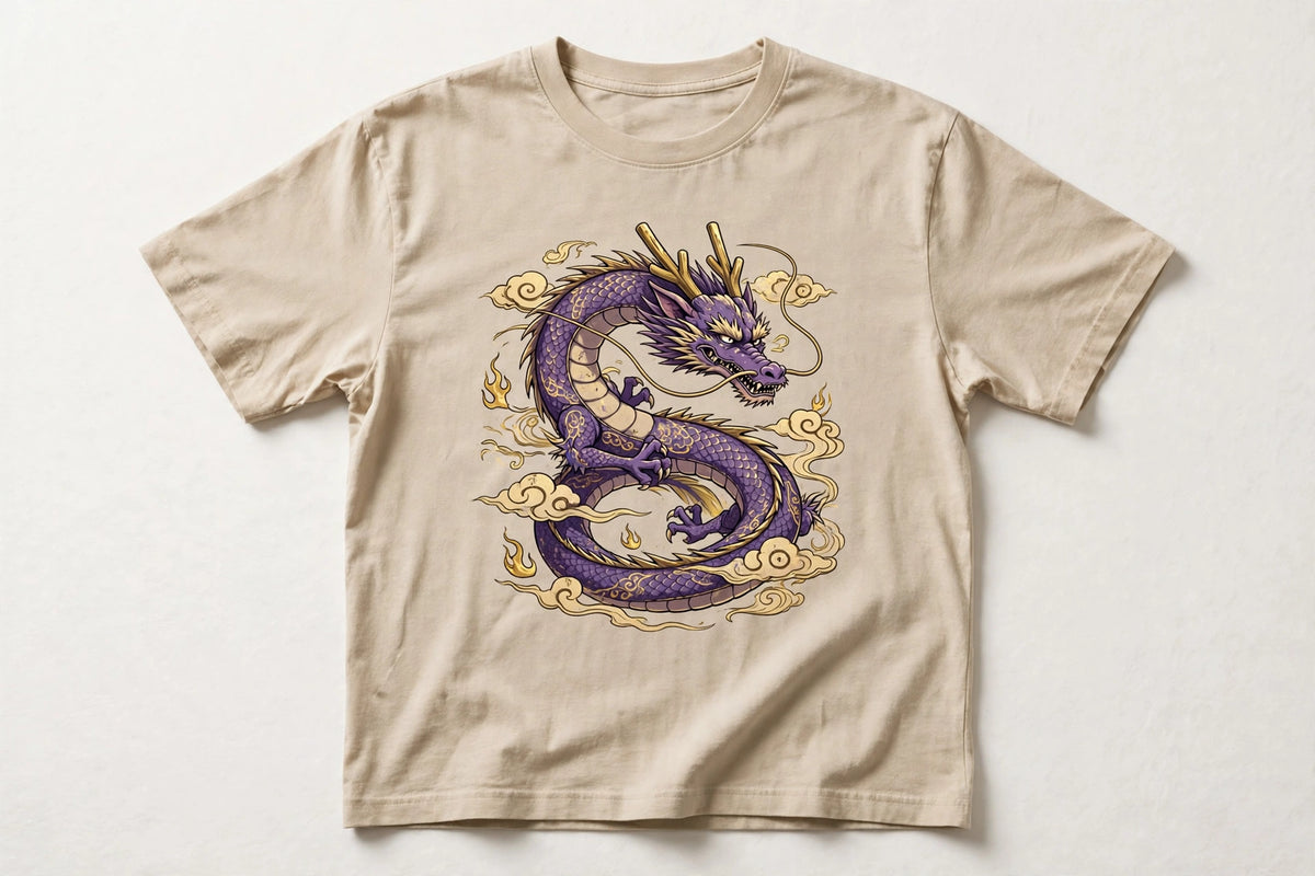 Anime Purple Gold Dragon T-Shirt